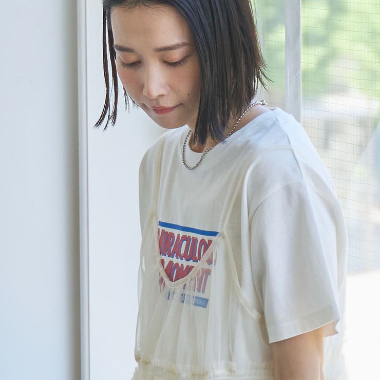 チュールキャミ付きロゴTシャツ | coen【women】 | 詳細画像20 