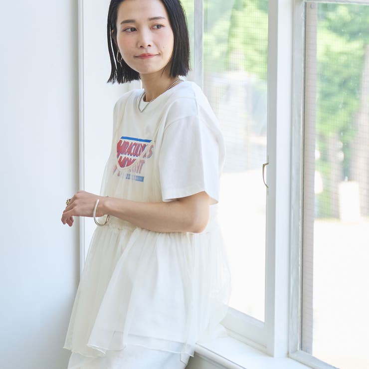 チュールキャミ付きロゴTシャツ | coen【women】 | 詳細画像21 