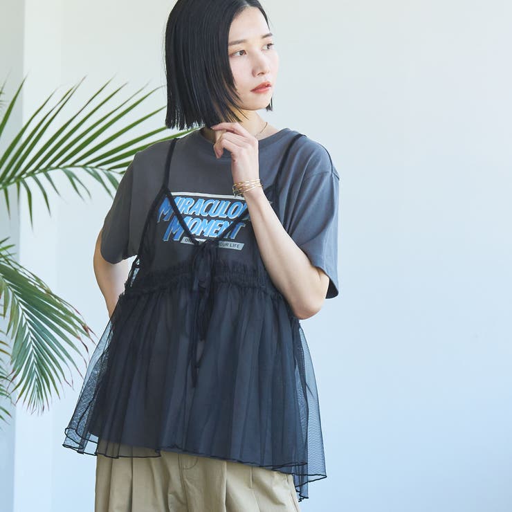 チュールキャミ付きロゴTシャツ | coen【women】 | 詳細画像28 