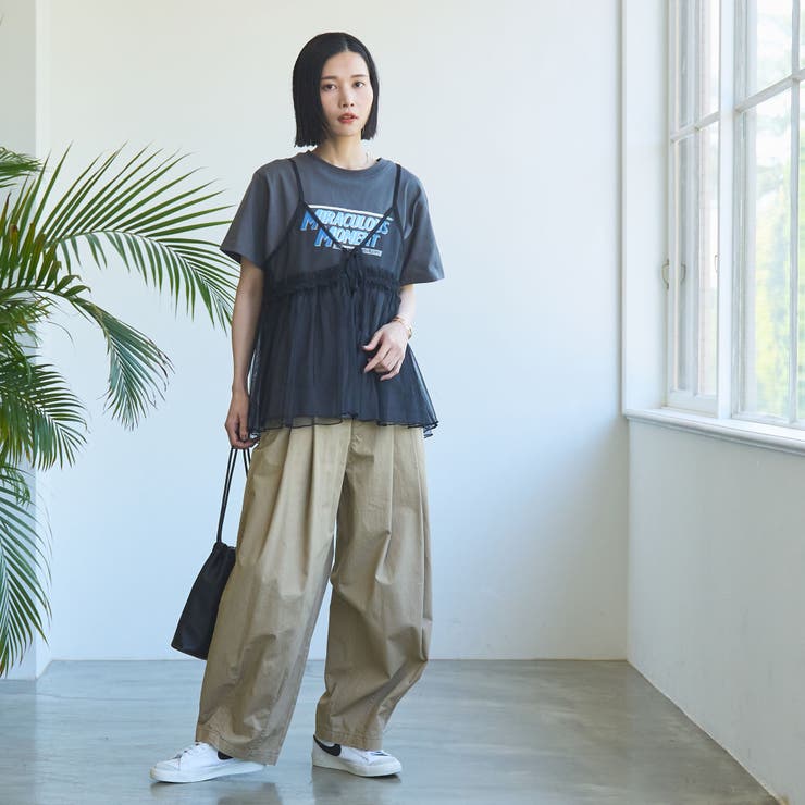 チュールキャミ付きロゴTシャツ | coen【women】 | 詳細画像34 