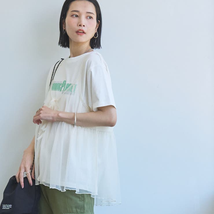 チュールキャミ付きロゴTシャツ | coen【women】 | 詳細画像5 