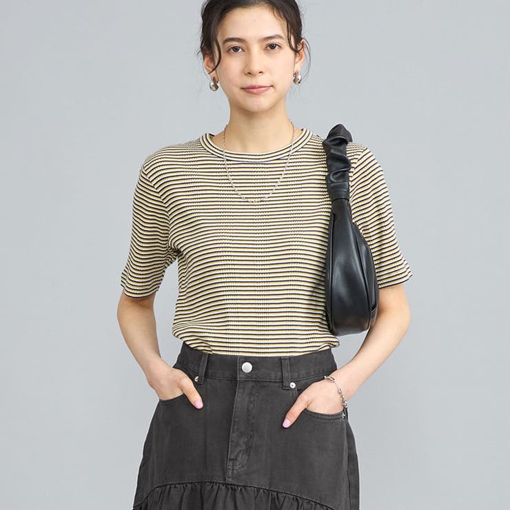 アカラコットンマルチボーダーコンパクトTシャツ | coen【women】 | 詳細画像14 