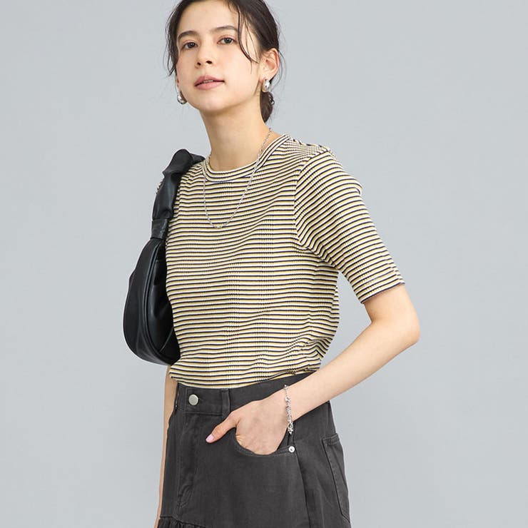 アカラコットンマルチボーダーコンパクトTシャツ | coen【women】 | 詳細画像15 