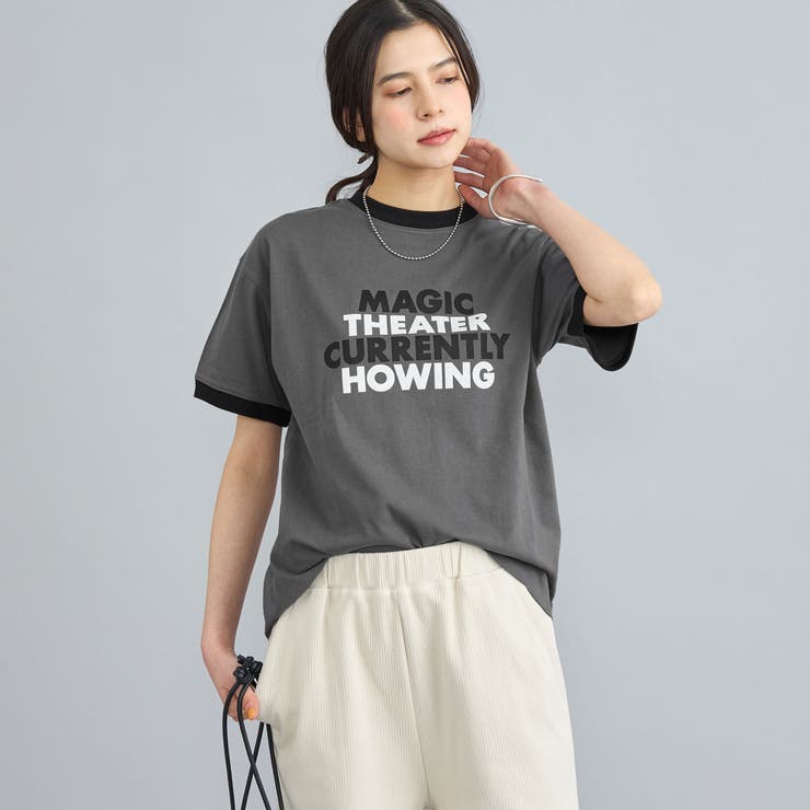 ロゴプリントリンガーTシャツ[品番：COEW0005433]｜coen【women