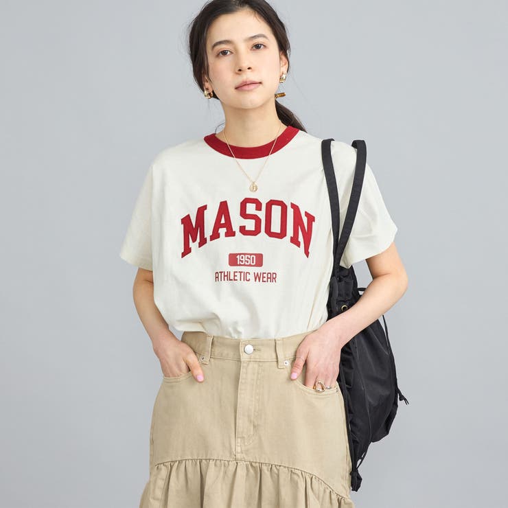 athletic wear MASON】別注レーヨンフットボールTシャツ MASON