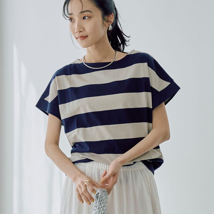 【WEB限定】ワイドボーダーフレンチスリーブTシャツ[品番：COEW0005618]｜coen【women】（コーエン）のレディースファッション通販｜SHOPLIST（ショップリスト）