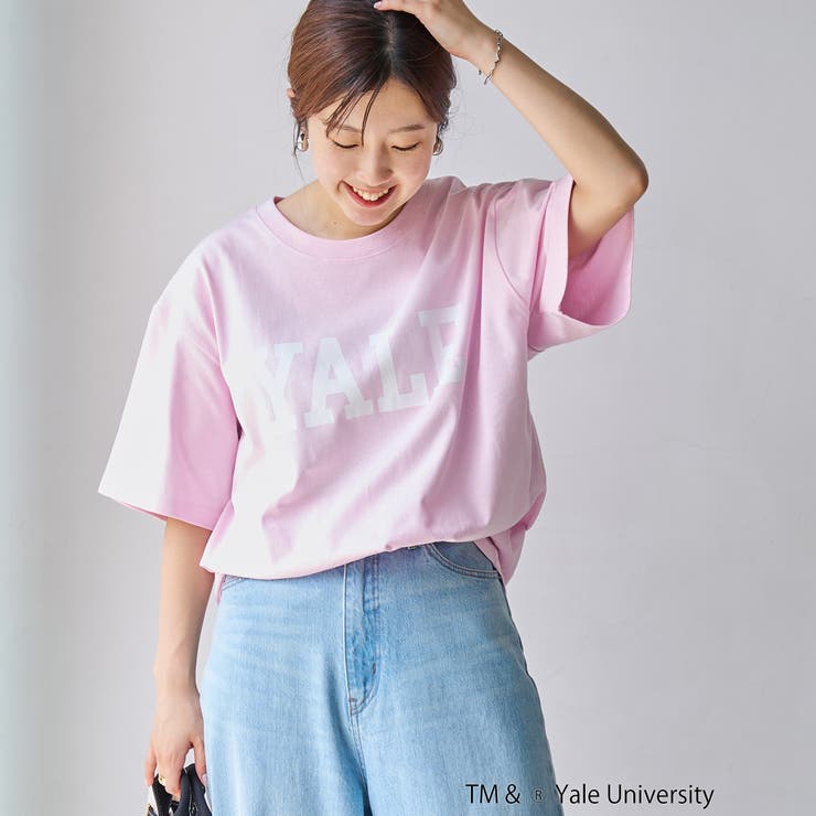 LT.PINK | YALE別注ロゴプリントバック刺繍Tシャツ | coen【women】
