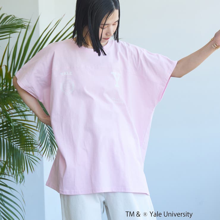 LT.PINK | YALE別注ロゴプリントビッグフットボールTシャツ | coen【women】