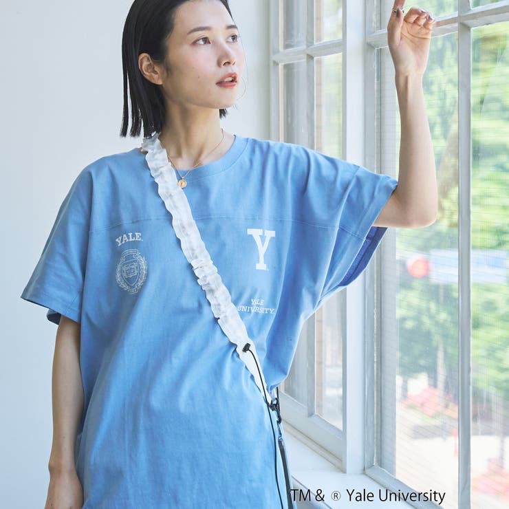LT.BLUE | YALE別注ロゴプリントビッグフットボールTシャツ | coen【women】