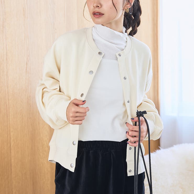 OFF WHITE | カットコール裏毛スナップカーディガン | coen【women】