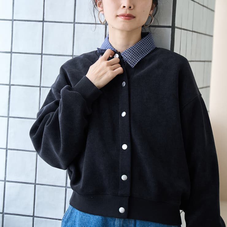 DK.GRAY | カットコール裏毛スナップカーディガン | coen【women】