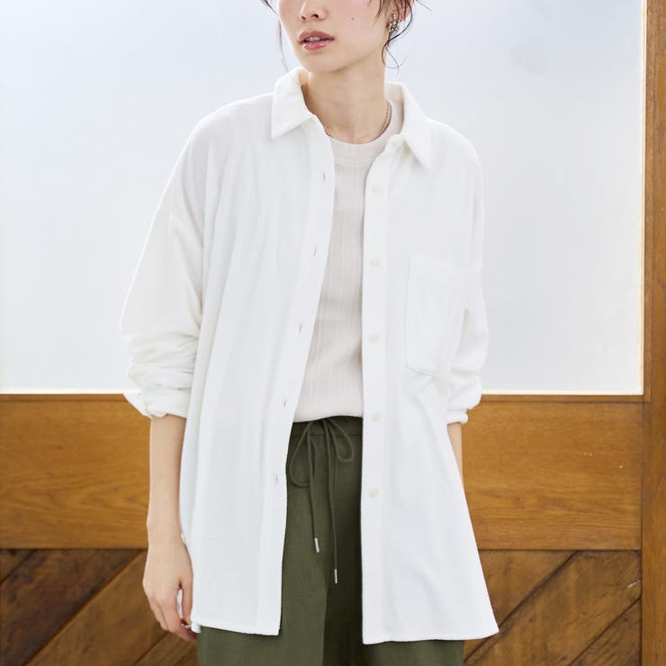 OFF WHITE | 【Feel Soft フィールソフト】パイルレギュラーカラーシャツ（インフルエン… | coen【women】