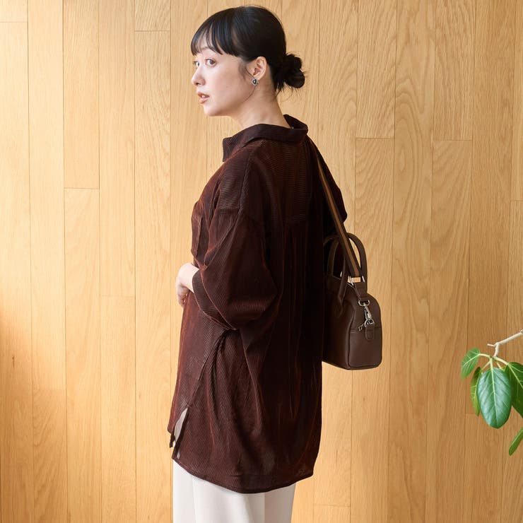 シアーメッシュ フロッキーストライプレギュラーカラーシャツ | coen【women】 | 詳細画像14 