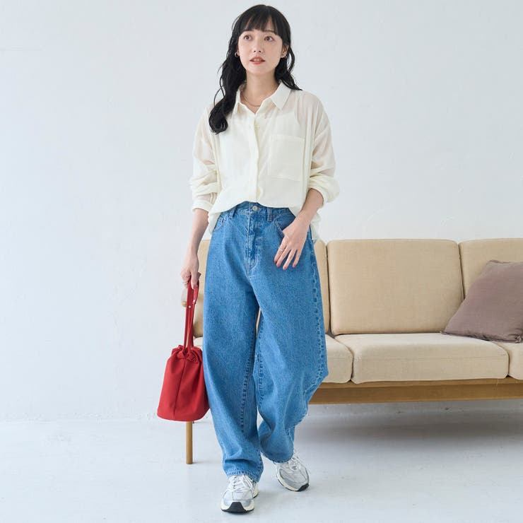 シアーメッシュ フロッキーストライプレギュラーカラーシャツ | coen【women】 | 詳細画像2 