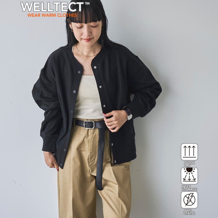 BLACK | 【WELLTECT】裏毛スナップカーディガン | coen【women】