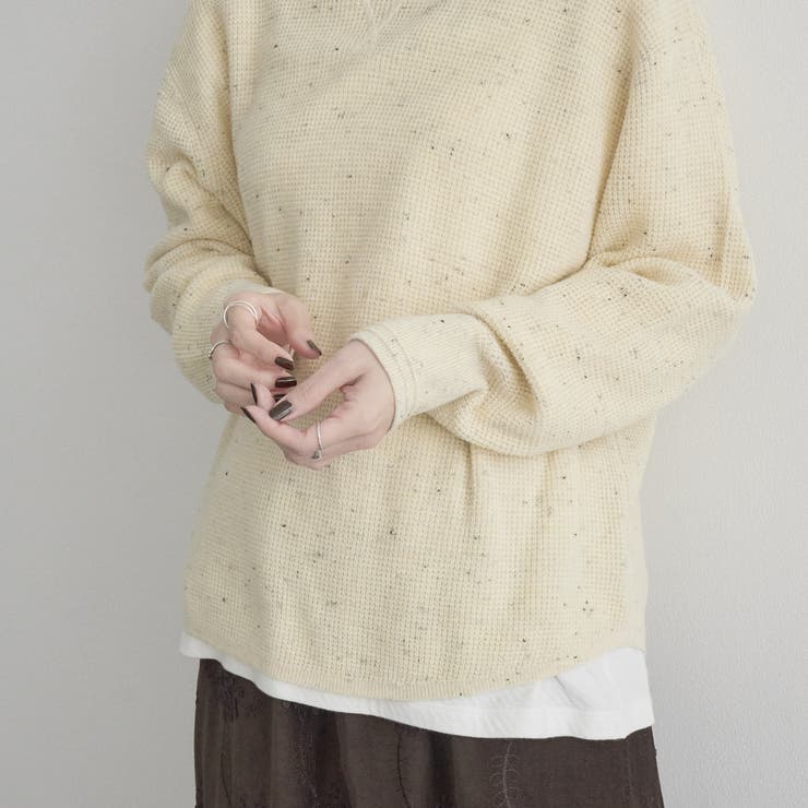 カラーメランジワッフルクルーネックニット | coen【women】 | 詳細画像20 