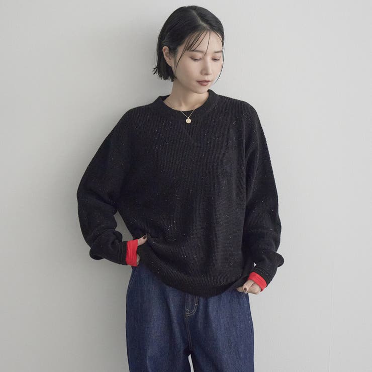 カラーメランジワッフルクルーネックニット | coen【women】 | 詳細画像5 