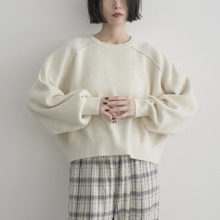 OFF WHITE | ショート丈 エアリーヤーンソウバリクルーネックニット | coen【women】