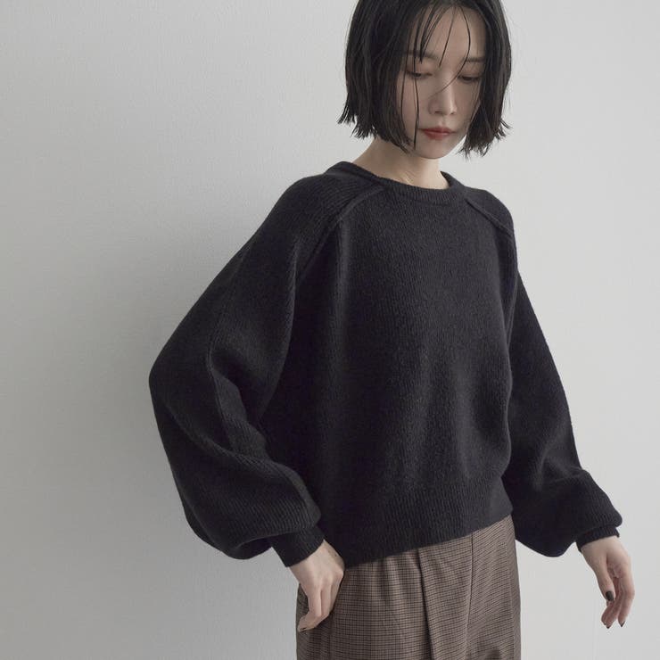 BLACK | ショート丈 エアリーヤーンソウバリクルーネックニット | coen【women】