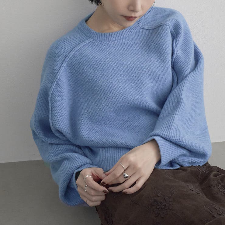 LT.BLUE | ショート丈 エアリーヤーンソウバリクルーネックニット | coen【women】