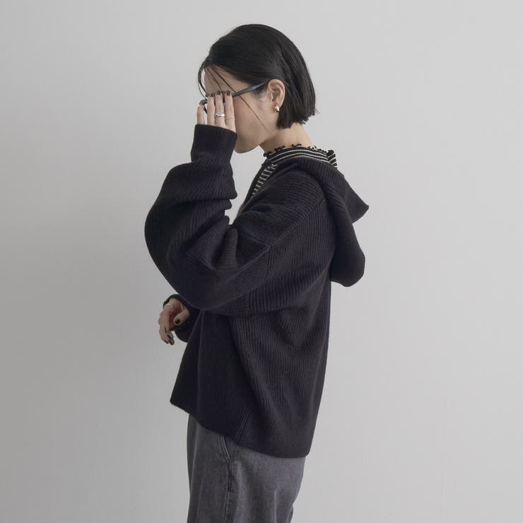 エアリーヤーン フード付きVネックニット | coen【women】 | 詳細画像13 
