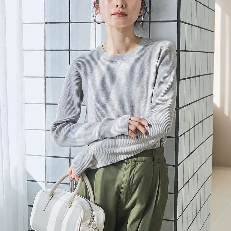 LT.GRAY | モチモチ ウォッシャブルリブクルーネックニット【Youtube紹介アイテム】 | coen【women】