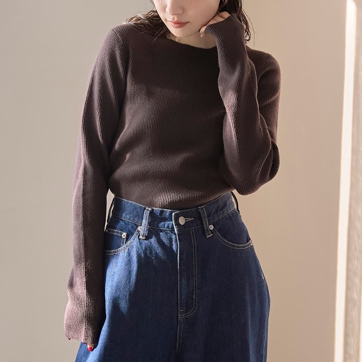 MD.BROWN | モチモチ ウォッシャブルリブクルーネックニット【Youtube紹介アイテム】 | coen【women】