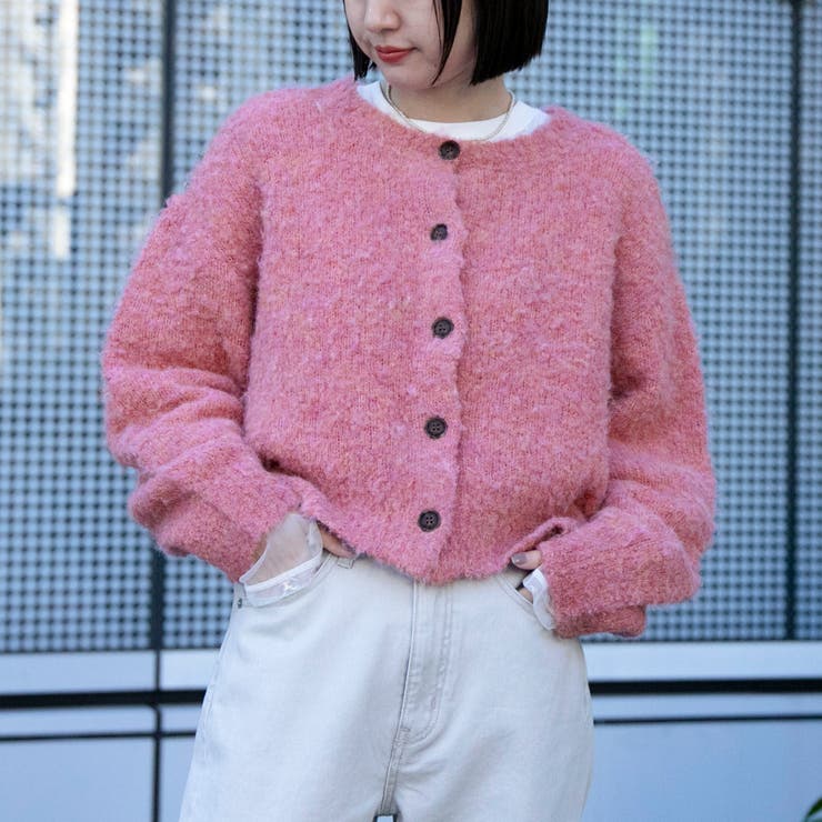 PINK | ブークレ 2way ミックスニットカーディガン	【Youtube紹介アイテム】 | coen【women】