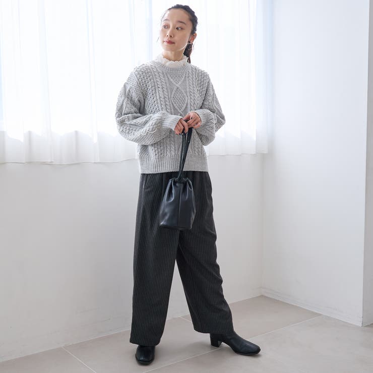 配色メローケーブル編みニットプルオーバー | coen【women】 | 詳細画像12 