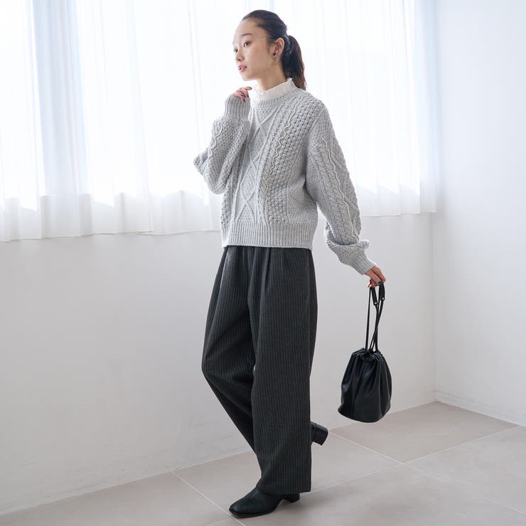 配色メローケーブル編みニットプルオーバー | coen【women】 | 詳細画像13 