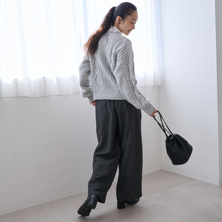 配色メローケーブル編みニットプルオーバー | coen【women】 | 詳細画像14 