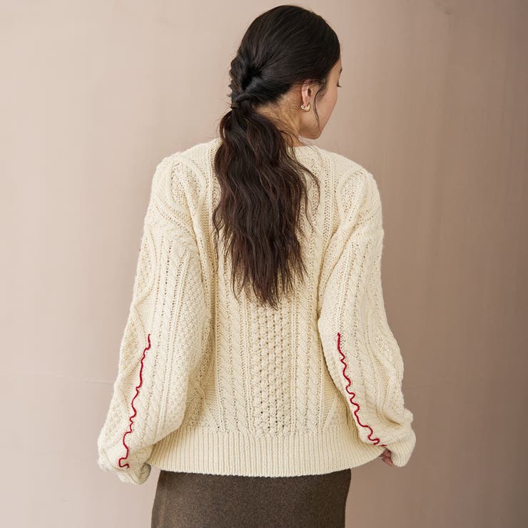 配色メローケーブル編みニットプルオーバー | coen【women】 | 詳細画像4 