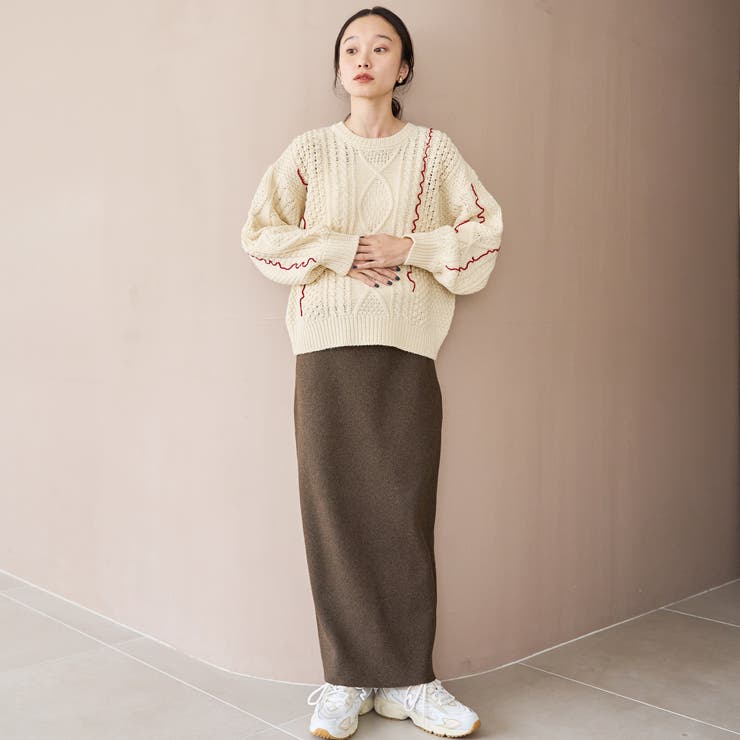 配色メローケーブル編みニットプルオーバー | coen【women】 | 詳細画像5 