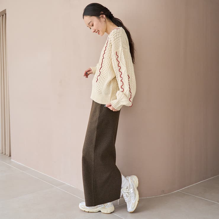 配色メローケーブル編みニットプルオーバー | coen【women】 | 詳細画像6 