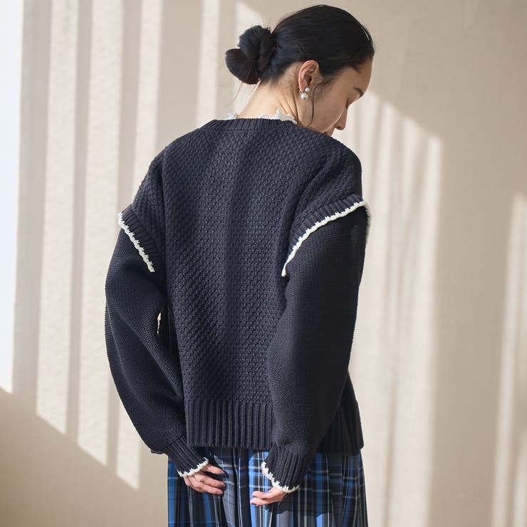 配色ステッチパッチワークニット | coen【women】 | 詳細画像13 