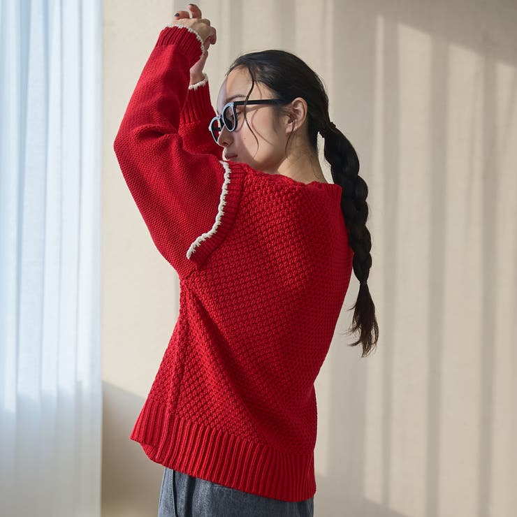 配色ステッチパッチワークニット | coen【women】 | 詳細画像28 