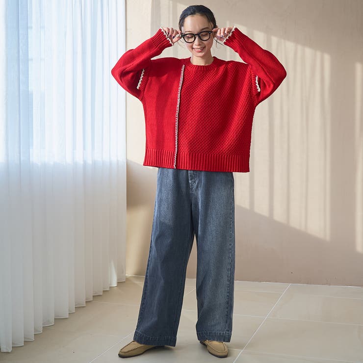 配色ステッチパッチワークニット | coen【women】 | 詳細画像30 