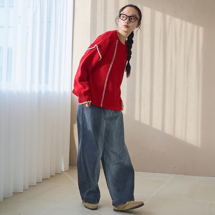 配色ステッチパッチワークニット | coen【women】 | 詳細画像31 