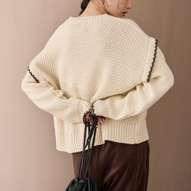 配色ステッチパッチワークニット | coen【women】 | 詳細画像4 