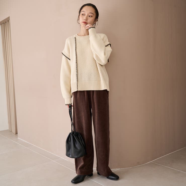 配色ステッチパッチワークニット | coen【women】 | 詳細画像5 