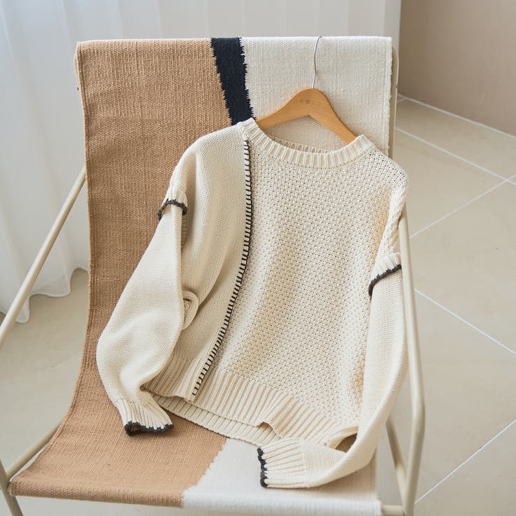 配色ステッチパッチワークニット | coen【women】 | 詳細画像8 