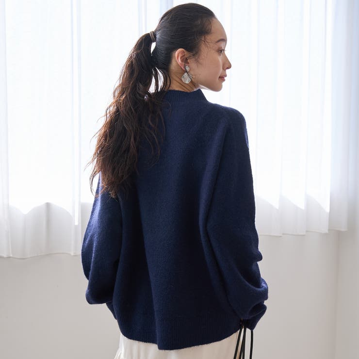 フラッフィーモックネック ウォッシャブルニット（WEB限定カラーあり