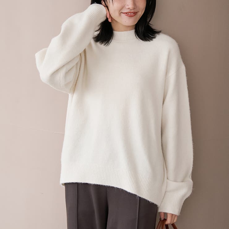 OFF WHITE | フラッフィーモックネック ウォッシャブルニット（WEB限定カラーあり） | coen【women】