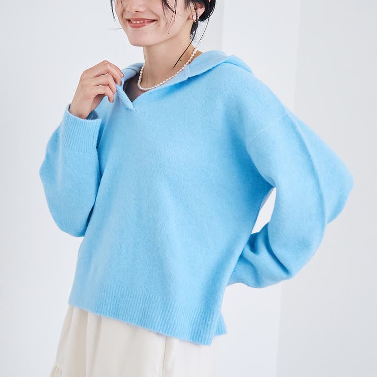 LT.BLUE | フラッフィーフーディ ウォッシャブルニット（WEB限定カラーあり） | coen【women】