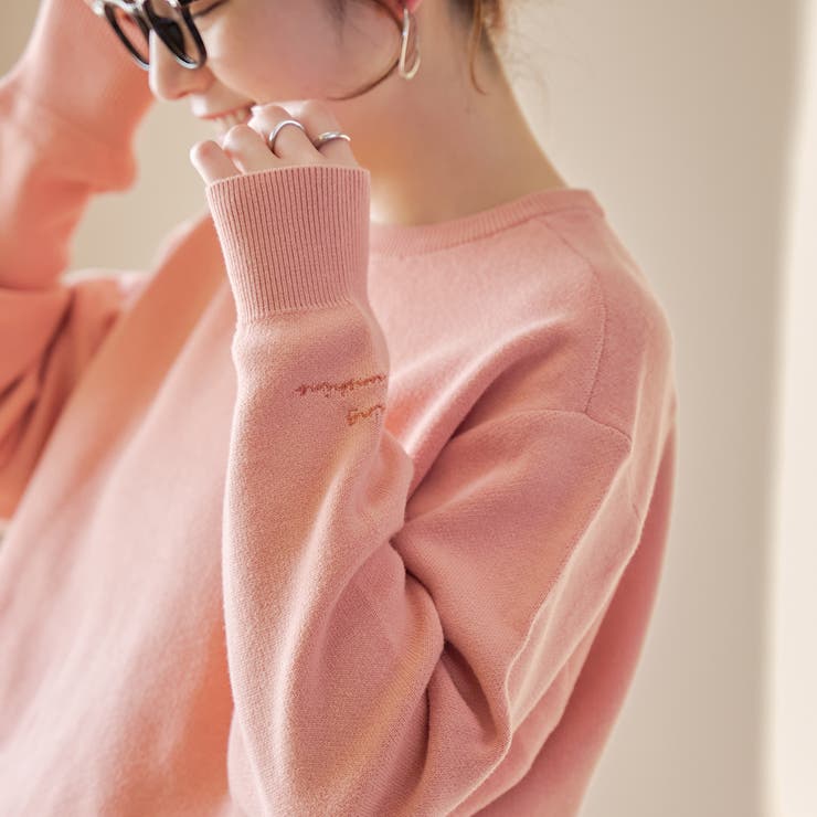 【選べる6色展開 スプリングカラー】袖刺繍 スウェットライクハイゲージニット | coen【women】 | 詳細画像1 