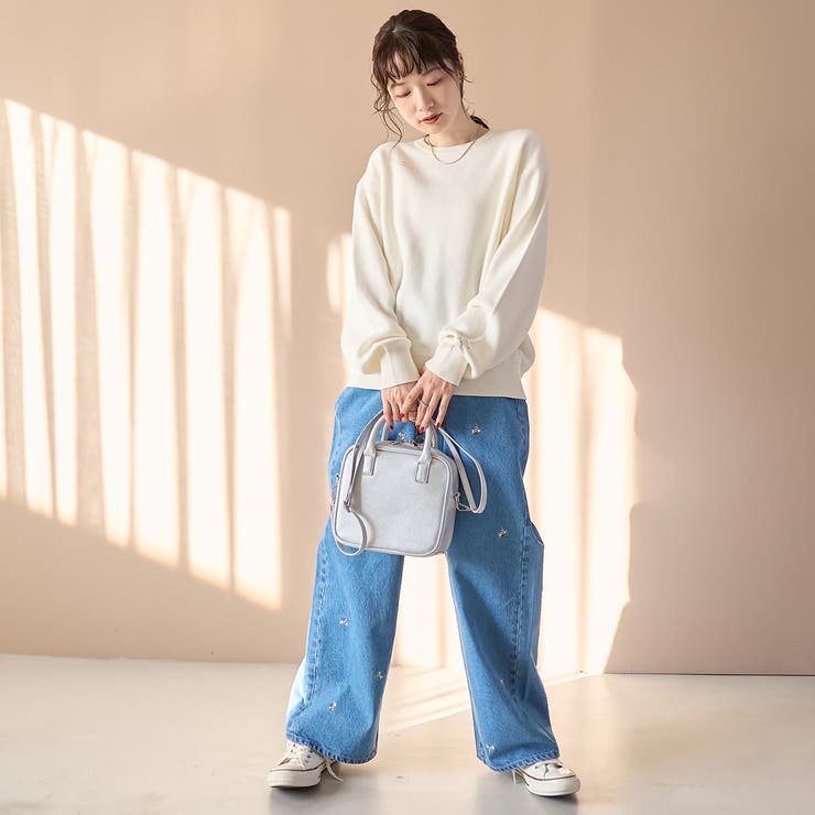 【選べる6色展開 スプリングカラー】袖刺繍 スウェットライクハイゲージニット | coen【women】 | 詳細画像2 