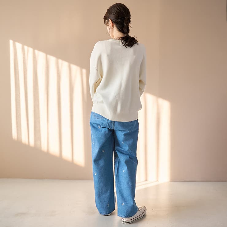 【選べる6色展開 スプリングカラー】袖刺繍 スウェットライクハイゲージニット | coen【women】 | 詳細画像3 