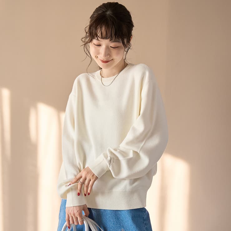 【選べる6色展開 スプリングカラー】袖刺繍 スウェットライクハイゲージニット | coen【women】 | 詳細画像4 