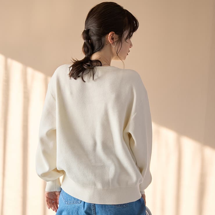 【選べる6色展開 スプリングカラー】袖刺繍 スウェットライクハイゲージニット | coen【women】 | 詳細画像5 