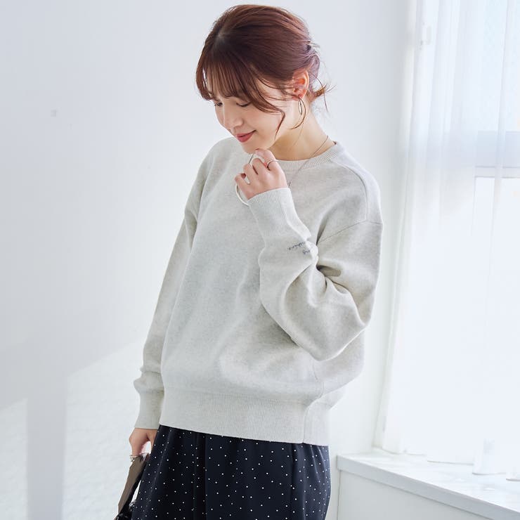 【選べる6色展開 スプリングカラー】袖刺繍 スウェットライクハイゲージニット | coen【women】 | 詳細画像9 